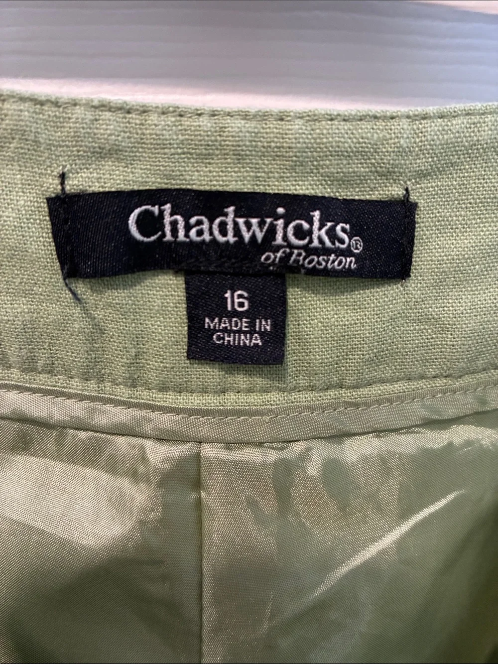 Linen Sage Green Wide-Leg Women’s Pants - Picture 4 of 8